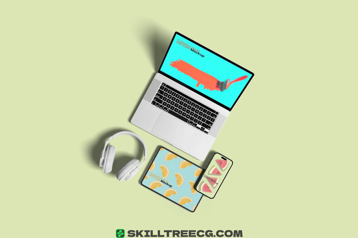 Multi Devices Mockup with Clean Background（324577）-技能树